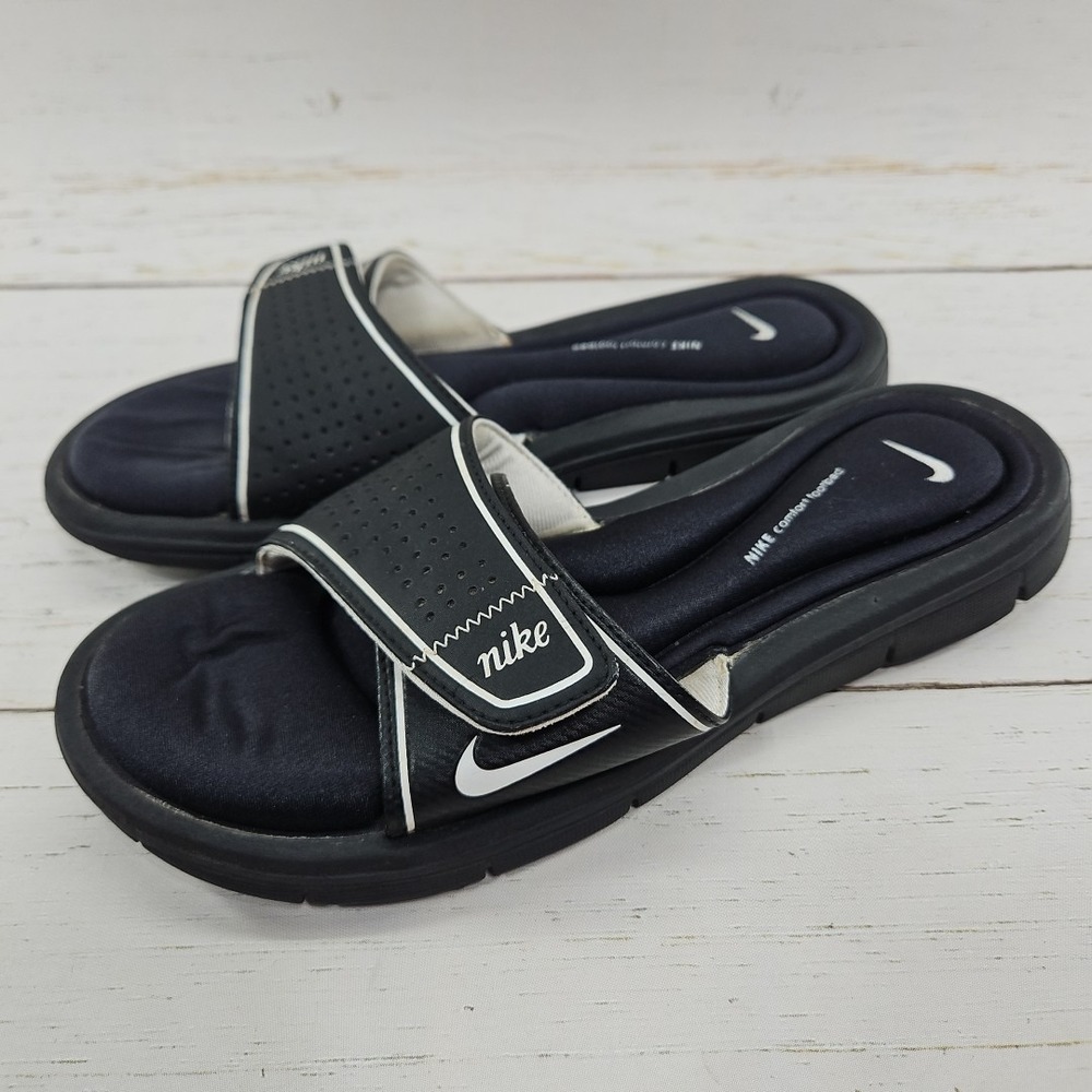 Nike Comfort Footbed Womens Size 8 Black Slide Sandals Shoes Adjustable